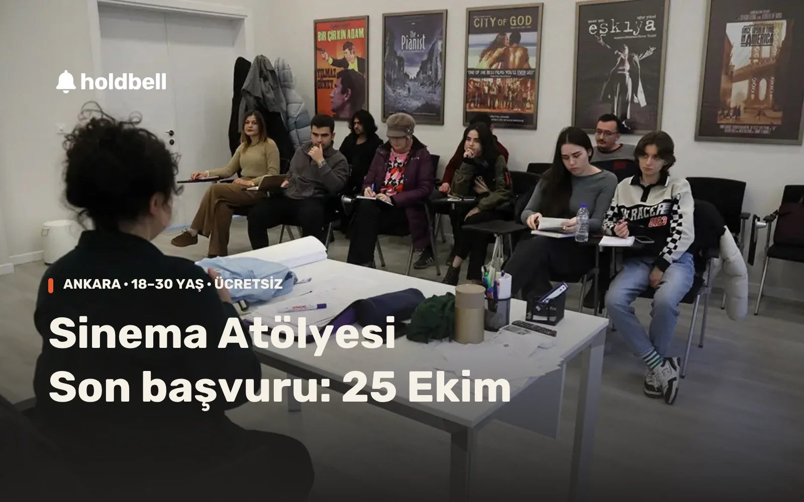 Çankaya Belediyesi’nin 16 Ekim 2026 tarihli ücretsiz Sinema Atölyesi duyurusunda yayımlanan ders fotoğrafı; son başvuru 25 Ekim.