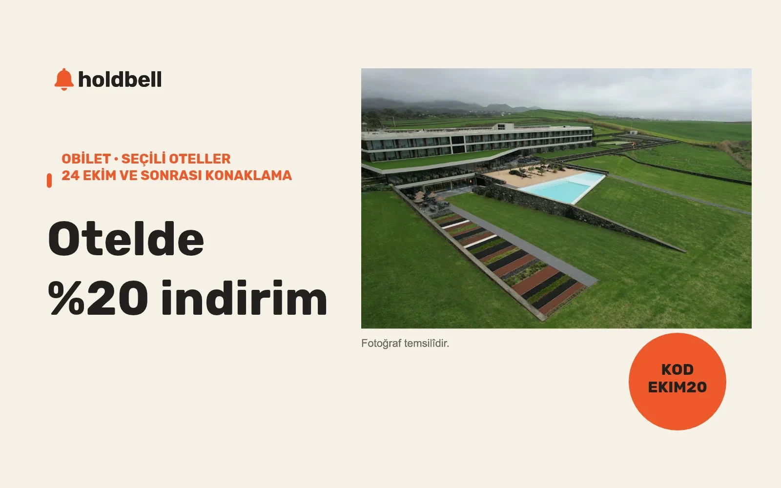 Obilet uygulamasında EKIM20 ile seçili otel rezervasyonlarına %20 indirim — Fotoğraf temsilîdir.